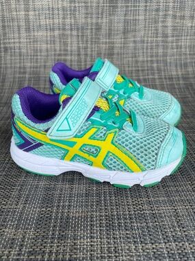 ASICS GT-1000 4 TS "Ice Blue" Easy-On Athletic Sneakers Toddler shoes size 7